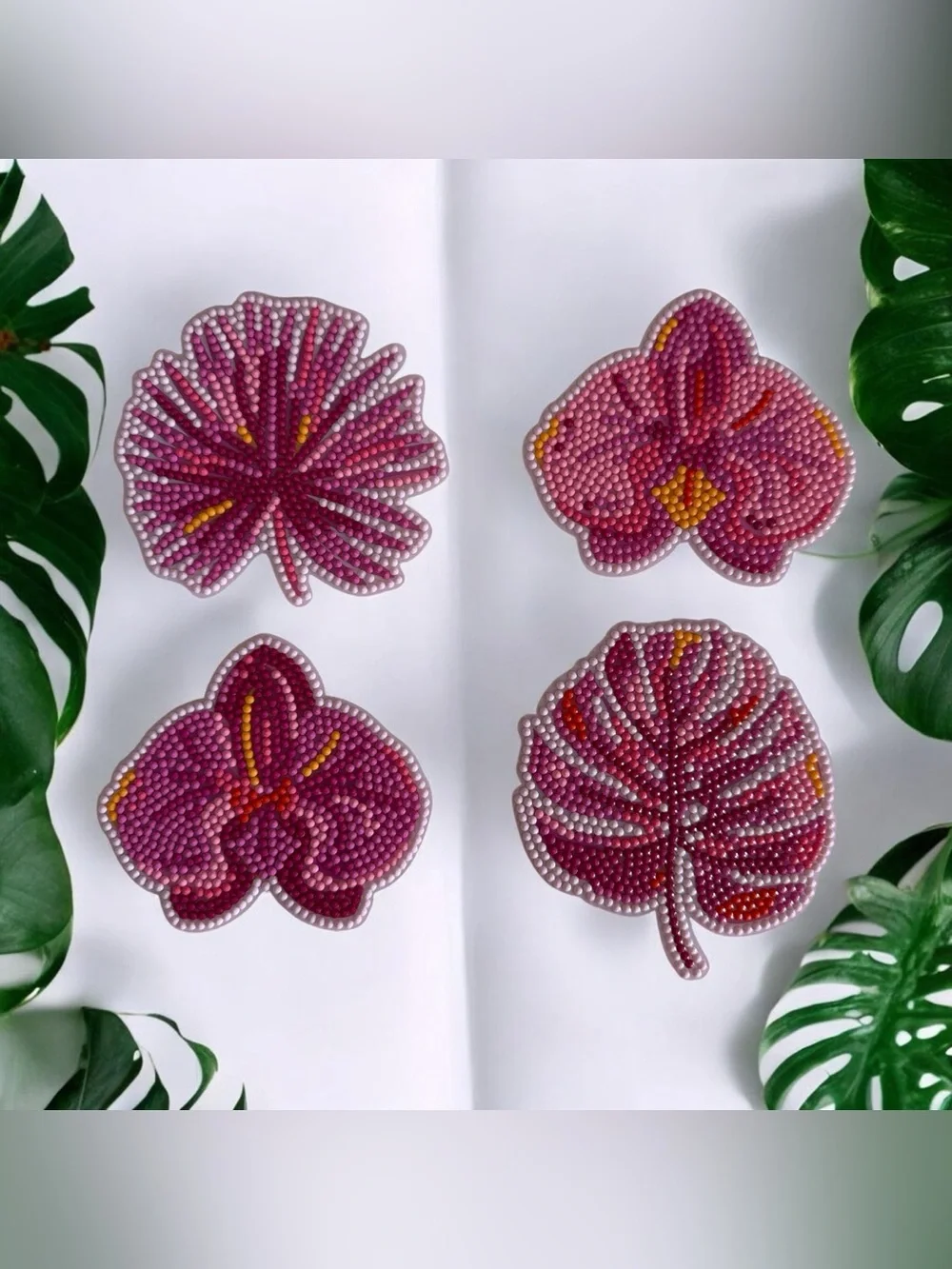 Set of 4 Tropical Glam Coasters Sealed & Durable